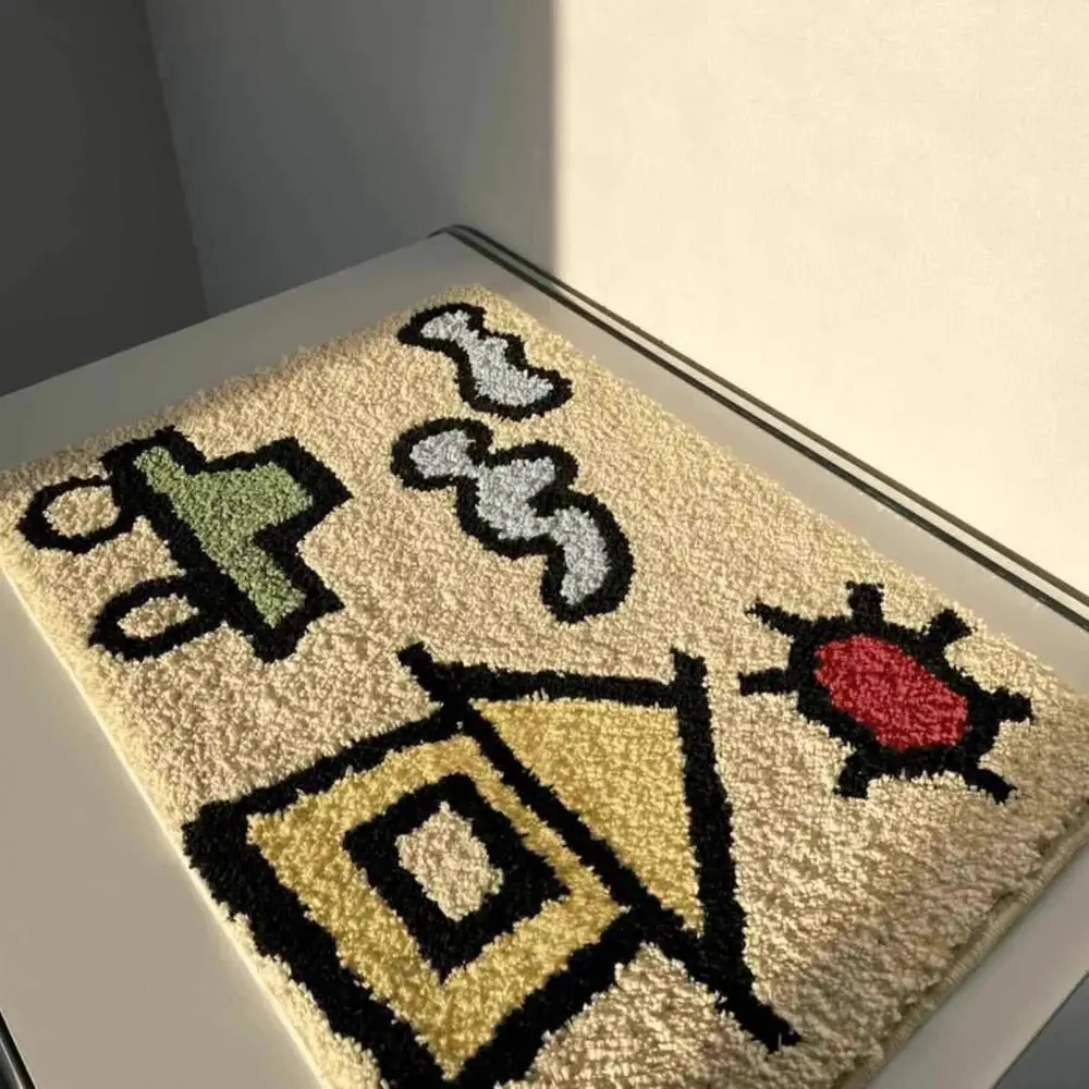 VIKAMA Ins – tapis de sol d'entrée ludique de dessin animé, pour salles de bains et douches, tapis de chevet en Imitation cachemire pour la décoration de la maison