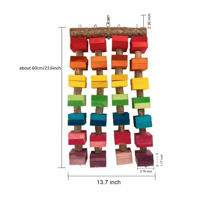 Colorful Block Parrot Chewing Toy for Large Birds Such as Macaw