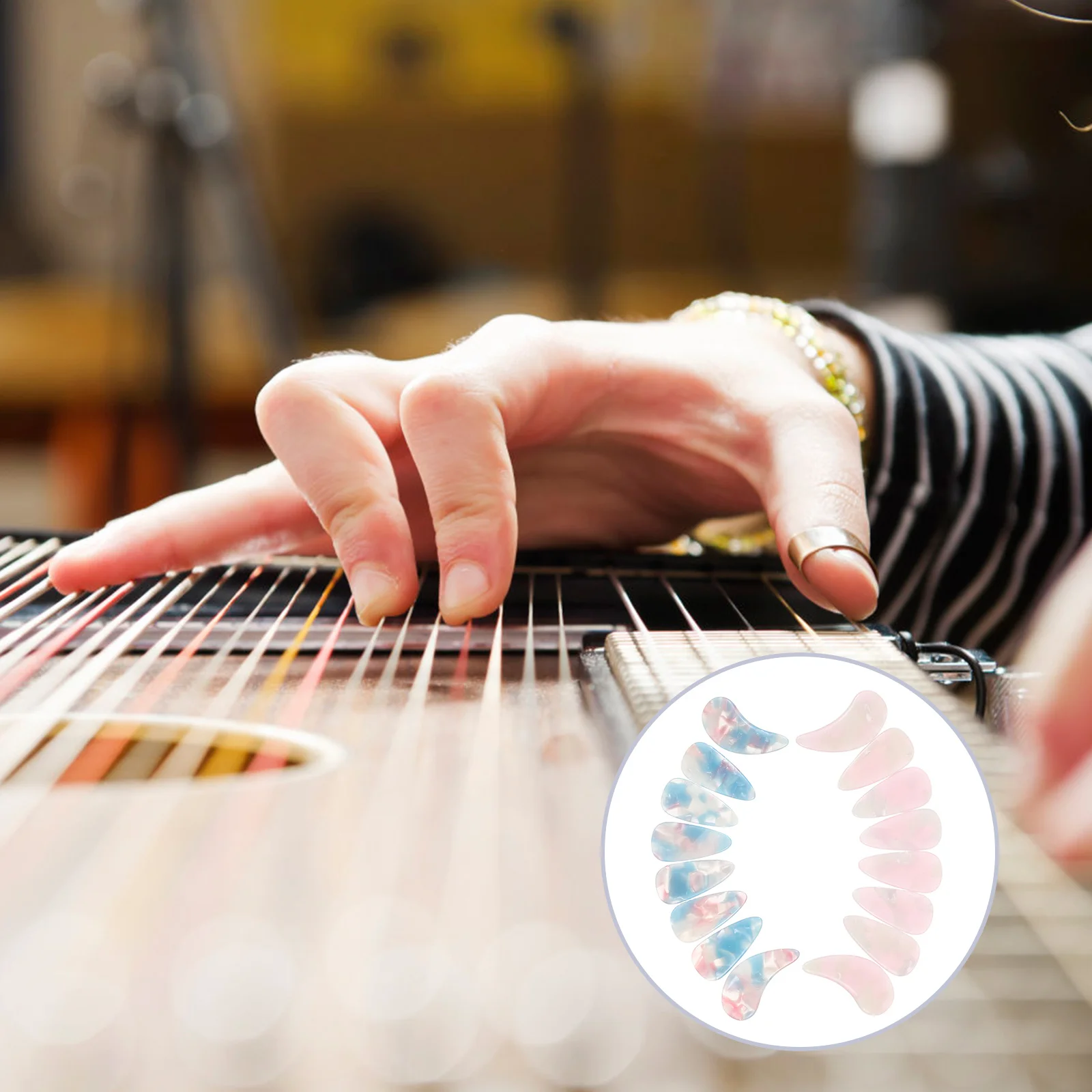 

16pcs Guzheng Finger Picks Dual Arc Thick Resin Nails Colorful Curved Tips For Performance Practice - Chinese Zither