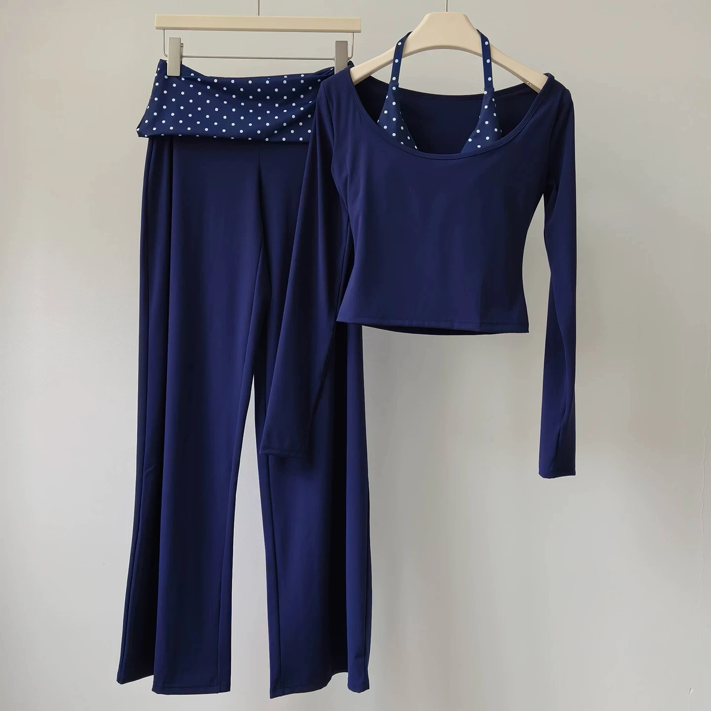 2PCS Yoga Set Women's Tracksuit Fashion Polka Dot And Striped Workout Sets Gym Outfits High Waist Butt Lift Yoga Leggings Suit