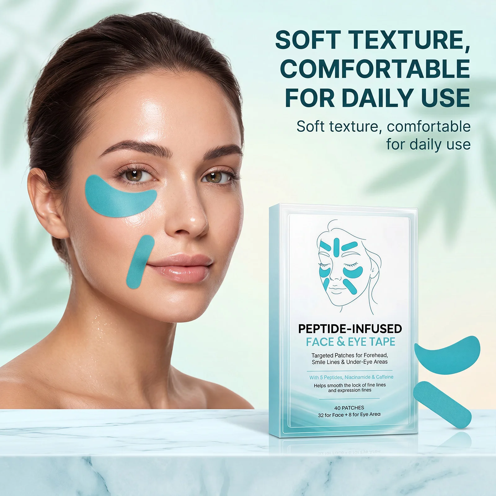 Peptide-Infused Face & Eye Tape Wrinkle Removal Sticker Smooth Forehead Smile Lines Wrinkles Peptide Facial Tape Skin Care Tools
