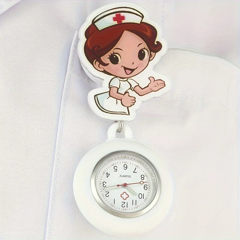Adorable Cartoon Nurse Watch - Stretchable Rechargeable Watch with Rubber Strap, Quartz Movement, Perfect for Medical Nurse