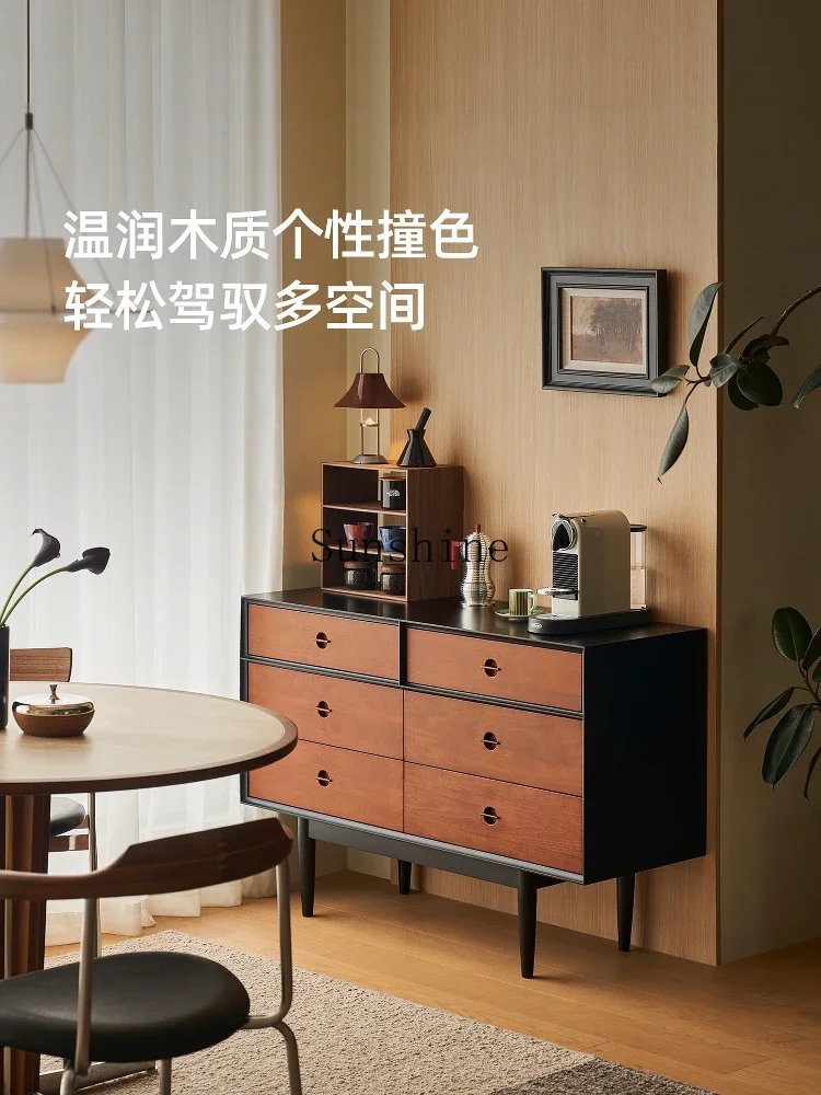 

Six-chest cabinet solid wood contrasting color French medieval storage bedroom bedside cabinet FT