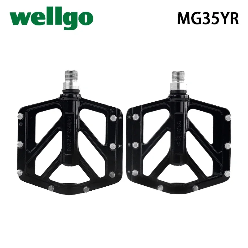 

Wellgo MG35YR Magnesium Body Cr-Mo Spindle DU/Sealed Bearing 9/16" Bicycle Flat Pedal for Road XC Gravel MTB Bike Pedal Parts