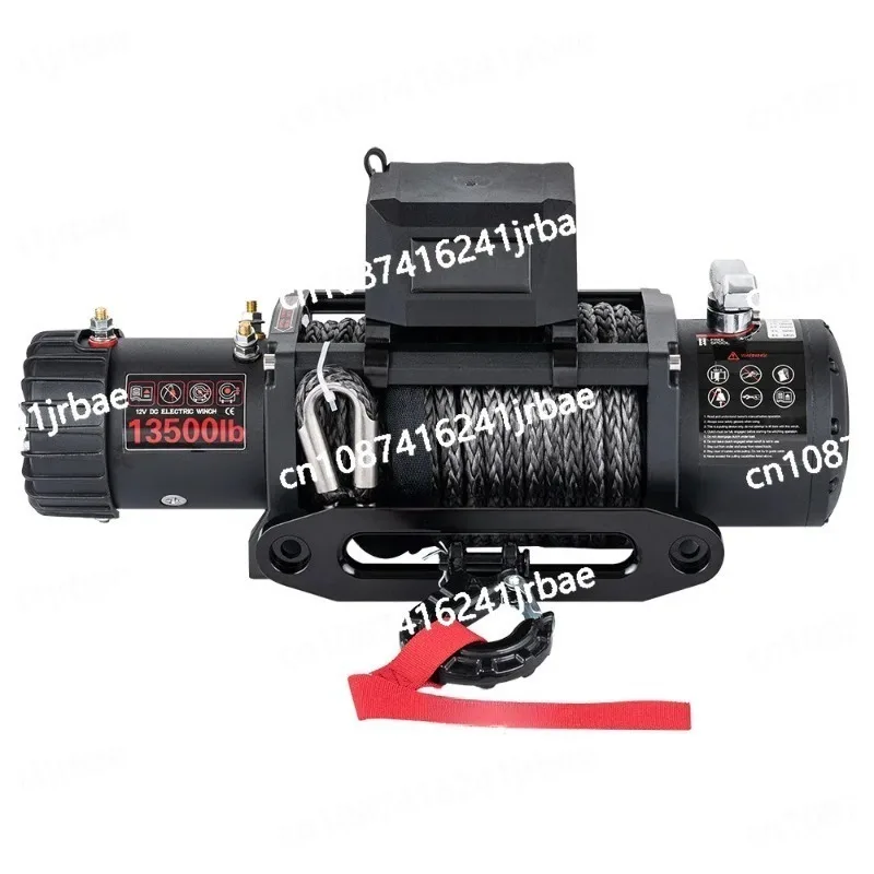 Suitable for SUV 13500 lb electric winch 12V recycled external parts 26m synthetic rope W car trailer