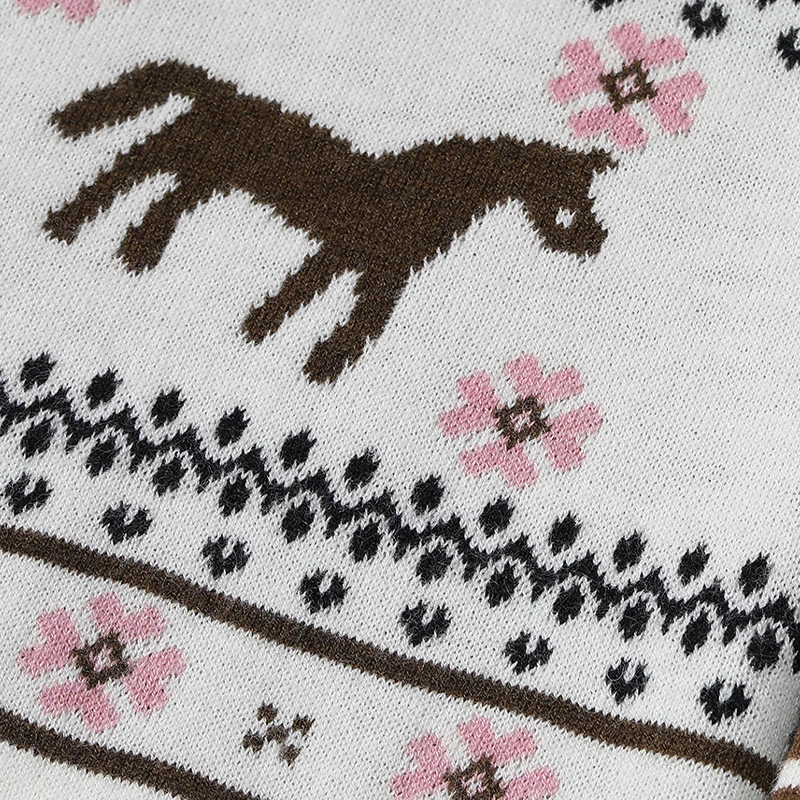 ELFSACK 2025 Winter New Arrivals Y2K Casual Preppy Animal Floral Stripe Graphic Half Neck Knitwear For Women