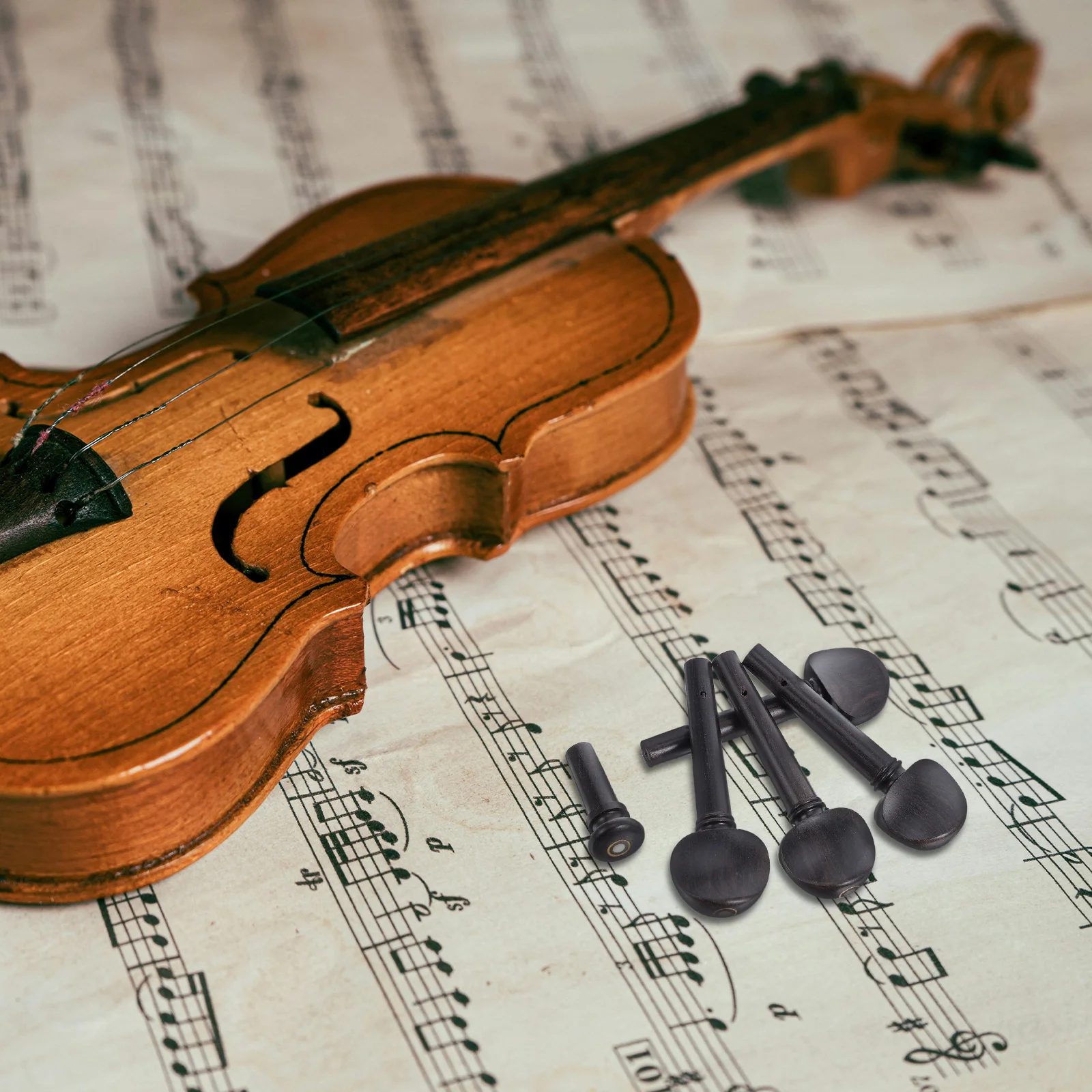 

1Set High Quality Ebony Violin Pegs for Full Size Violin Better Sound Performance Easy Installation Includes Tailpiece Pin