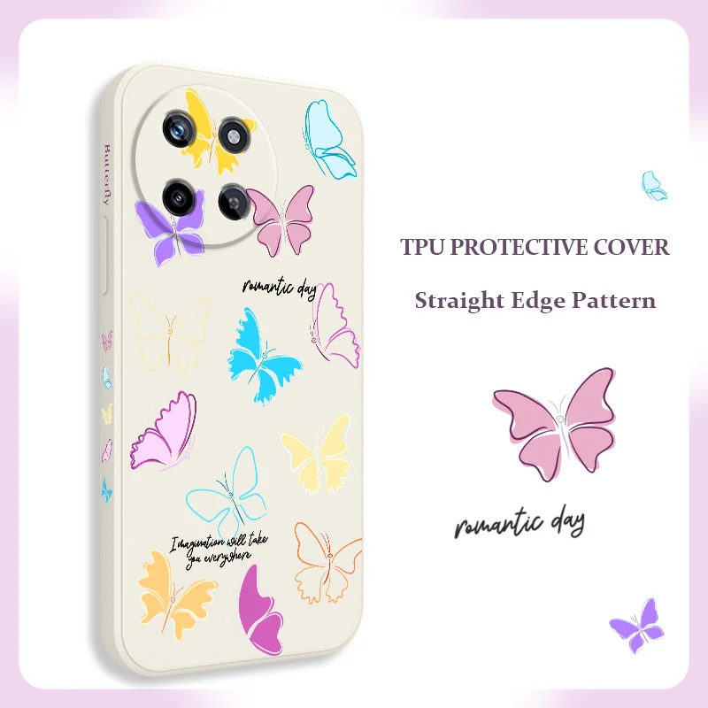 

Neon Butterfly Phone Case For OPPO Realme 14 13 12 11 10 9 9i 8 8i 7 Pro Plus C35 C21Y C25Y C25 Liquid Silicone Cover