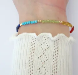 Genuine Seven Chakras Beaded Bracelet, Adjustable length Natural Gemstone Jewelry, Crystal Bracelet