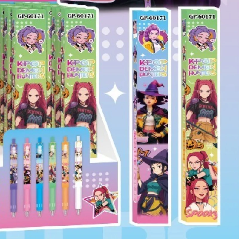 Nuovo KPop Demon Hunters Zoey Rumi Abby Saja Anime merce bidimensionale Blind Box Push Pen Studente Esame Speciale Penna Neutra