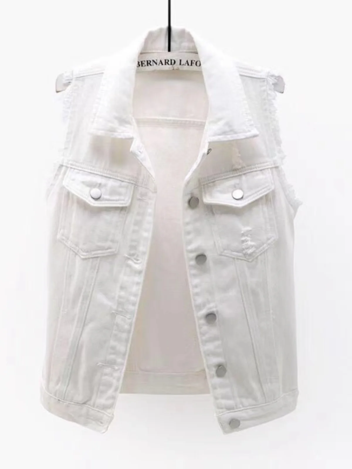 

Svel Denim Waistcoat Stand Collar Jaet Street Sle Faion Women's ort Coat Casual Loose Fit Decorative S...