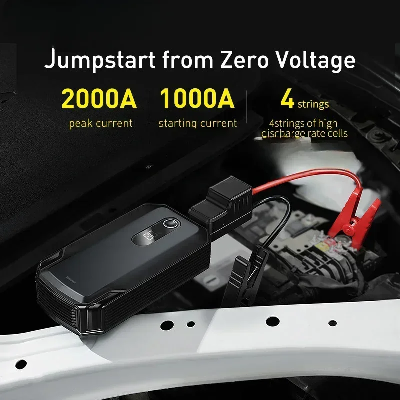 For Baseus Emergency High Power 12V 2000A Start 20000mAh Peak Super Energy Car Jump Starter