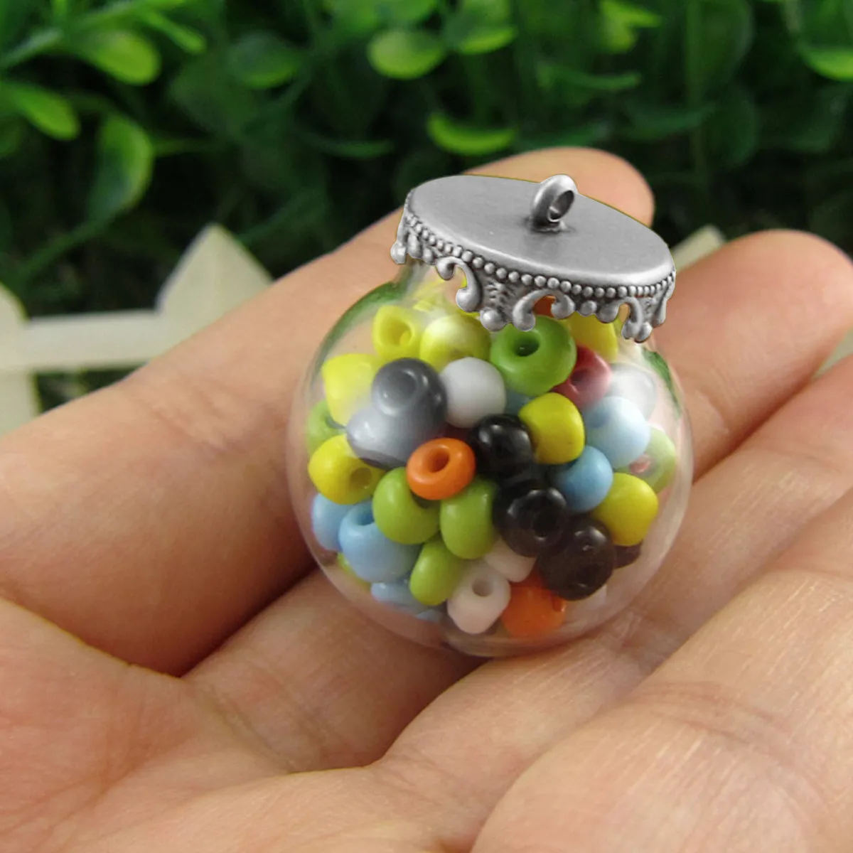 30pcs Mini Glass Ball Charms, Clear Hollow Spheres for DIY Jewelry Making with Crystals or Dried Flowers
