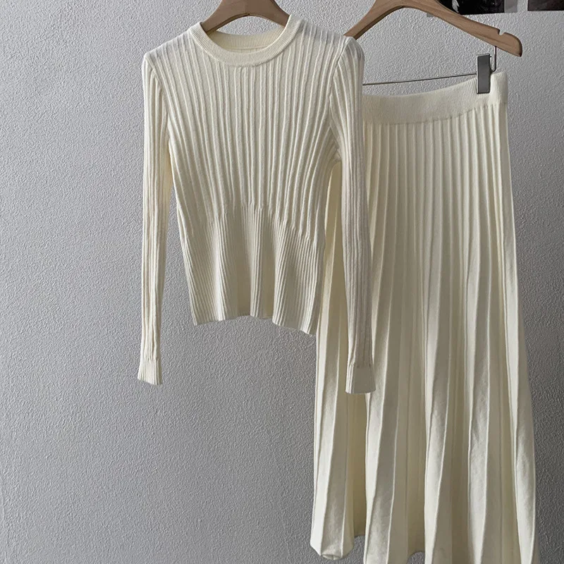 

Autumn and winter slim-fit design knitted sweater skirt women's two-piece set