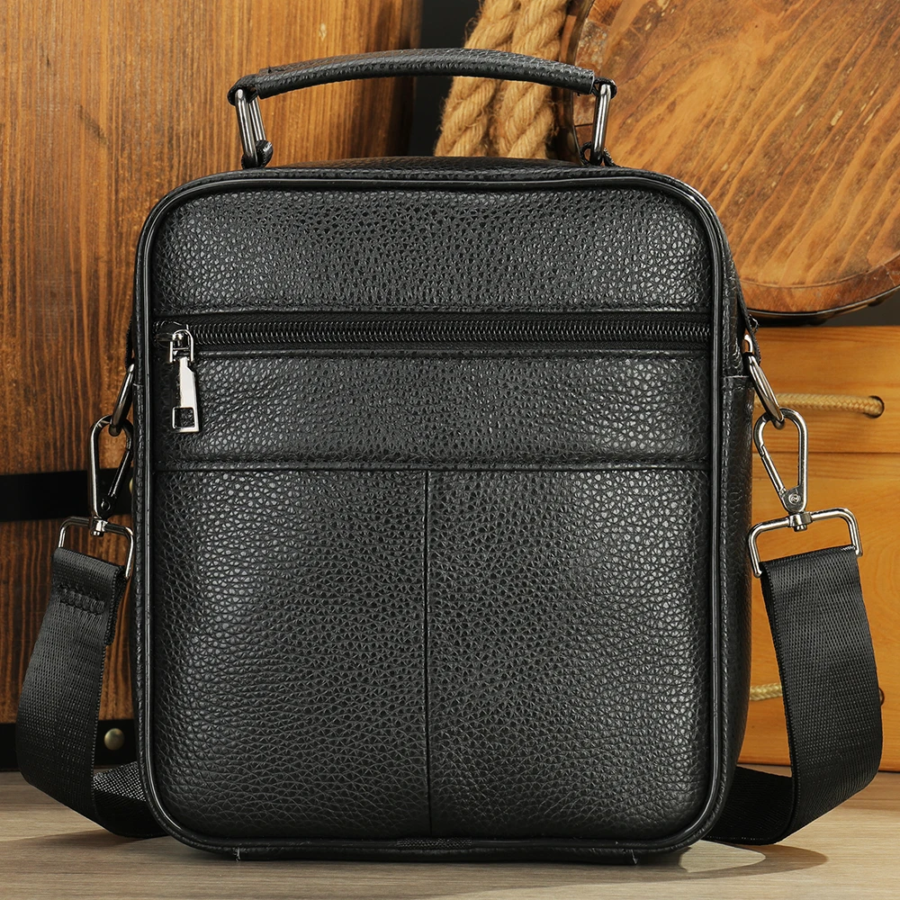 Fashion Cowhide Shoulder Bag Men Real Genuine Leather Handbags Black Men's Small Ipad Crossbody Bag Male Messenger Bag Tote