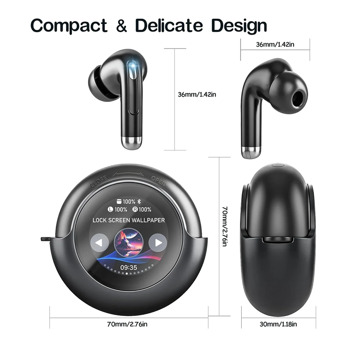 

Беспроводные наушники-вкладыши AI Bluetooth со светодиодным дисплеем, водонепроницаемые наушники с шумоподавлением IPX5 для занятий спортом, бега