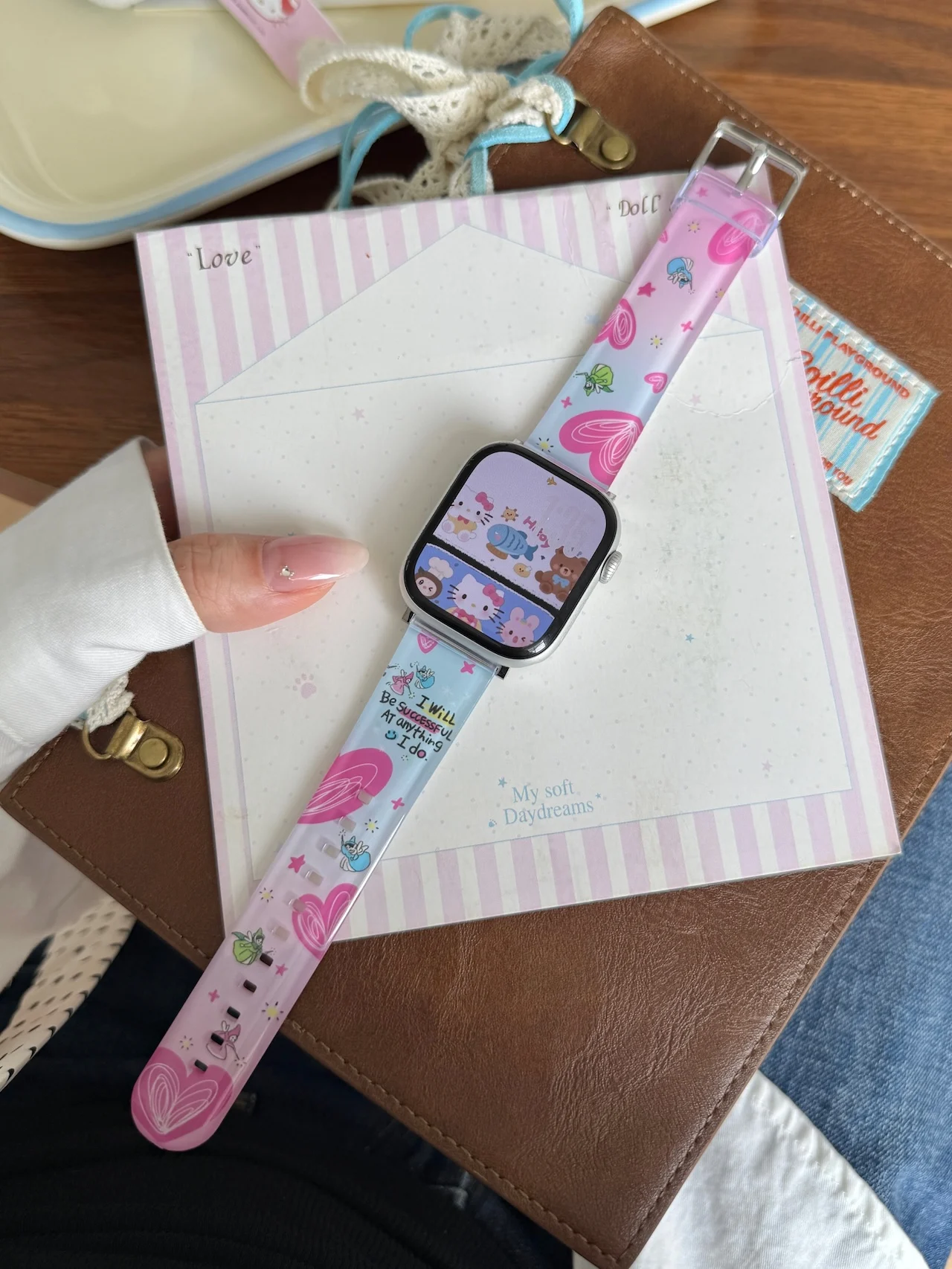 Transparent Printed Strap For Hello Kitty Apple Watch Ultra SE 11 10 9 8 7 Fits 38/41/45/49mm Sweet Replacement Wristband view 2