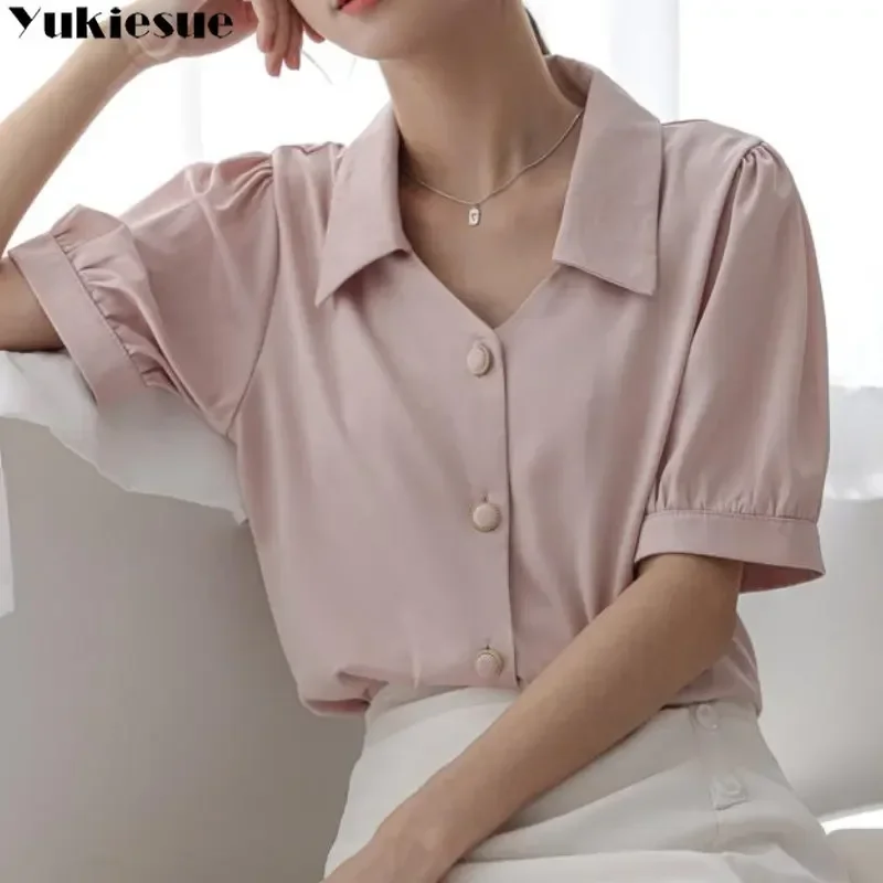 

Summer Korean Version Elegant Harajuku Comfort Lovely College Teens Shirts Women Design Vintage Office Lady Minimalist All-match