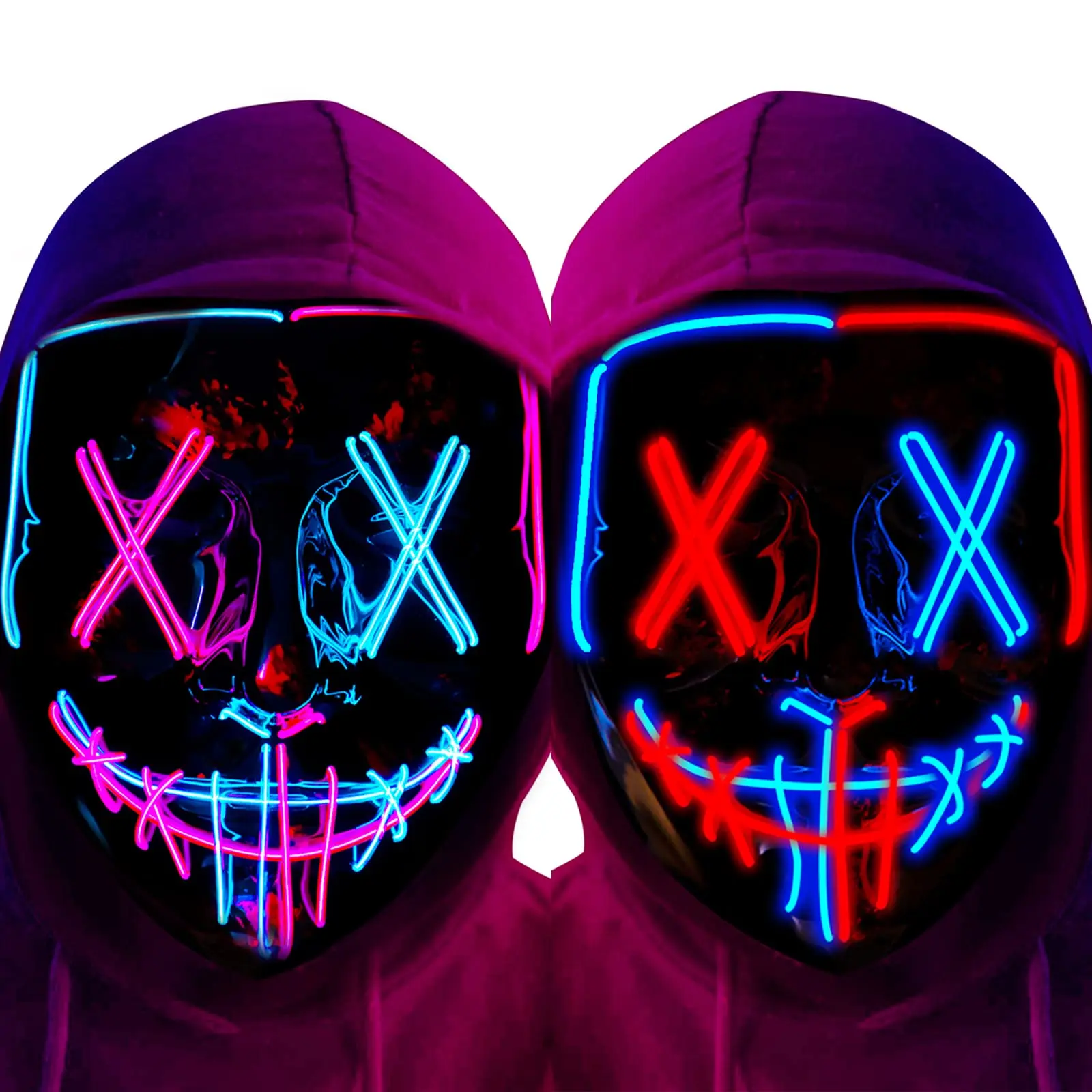 Poptrend Halloween Mask LED Light up Mask Scary mask for Festival Cosplay Halloween Costume Masquerade Parties,Carnival,Gif