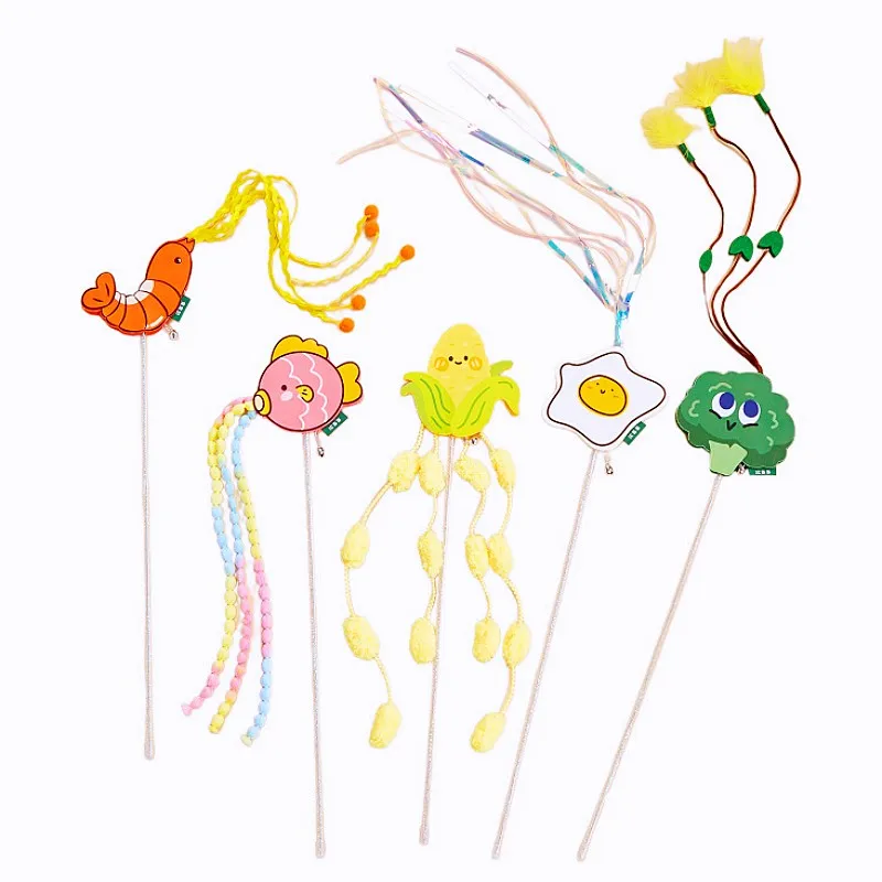 

Cat Toy Feather Cats Stick Interactive Cat Toy with Bell Cute Tassel Stick Toys for Cats Scartching Bite-resistant Kitten Teaser