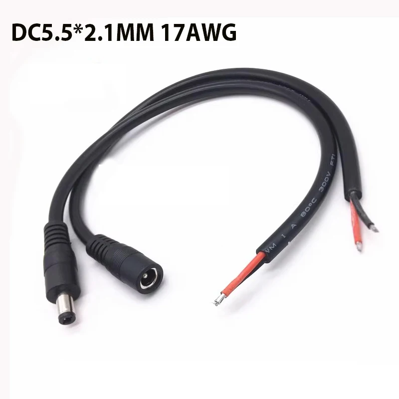 

Copper DC5.5*2.1MM Male Female Power Cable 12V High-Power DC 0.3m For Monitoring equipment Router Laptop Vehicle