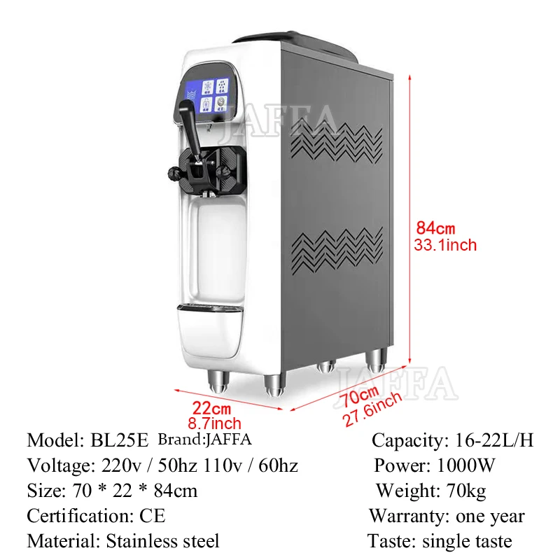 Multi - Color Commercial Ice Cream Machine New Design Automatic One Flavors Soft Serve Ice Cream Making Machine