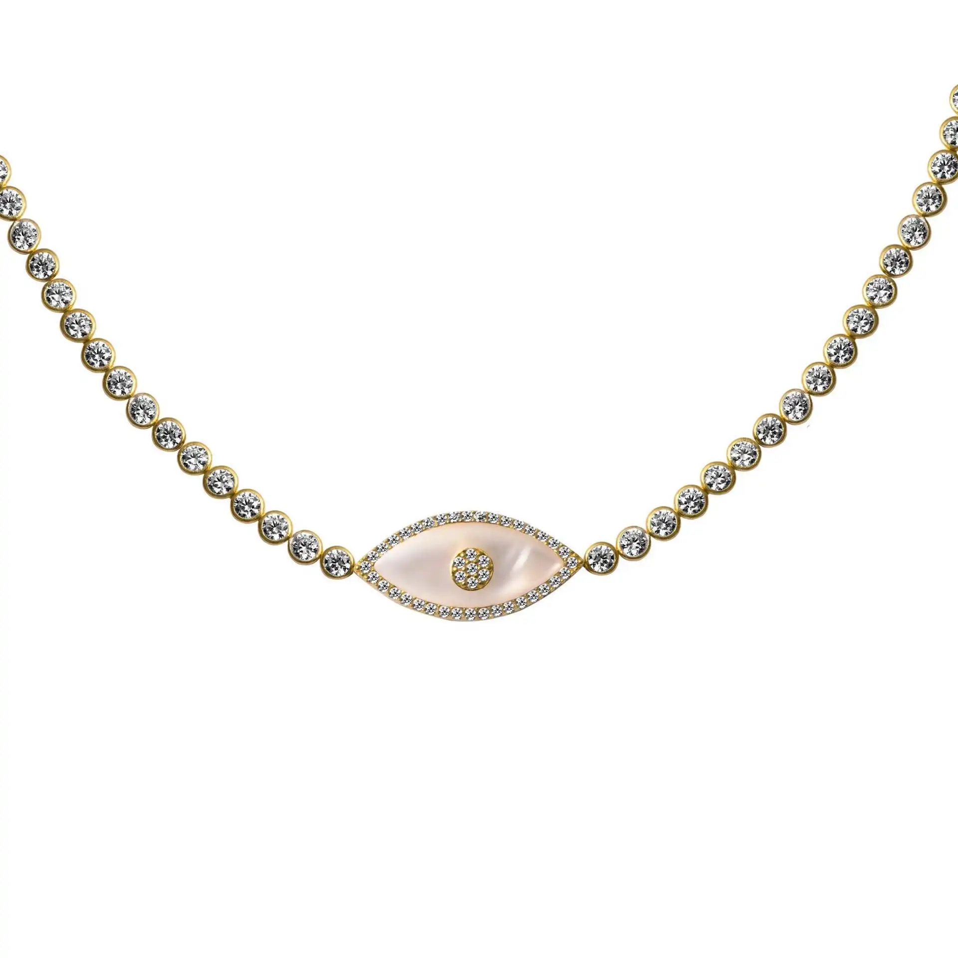 Gothic Trendige 18K Vergoldete Anlaufbeständige Böses Auge Zirkonia-Anhänger-Halskette für Frauen Einzigartiger Hals-Schmuck Geschenk – Detail 3