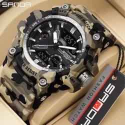 SANDA Brand G- Style Military Quartz Watch Men LED Digital Sports Watches For Man Waterproof Electronic Wristwatch Male Relogios