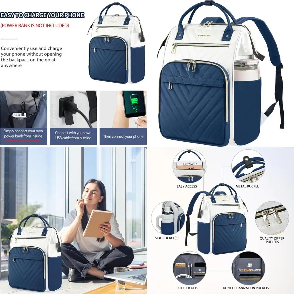 VANKEAN 17 Inch Laptop Backpack or Women Men ashion Computer Work Bag, Large acity Waterproo Backpack with USB Port & RID kets,