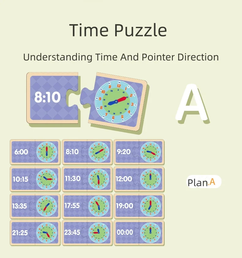 Orologio Montessori per il tempo di insegnamento, orologio educativo per l\'apprendimento precoce mobile, Set di attività per il tempo delle risorse