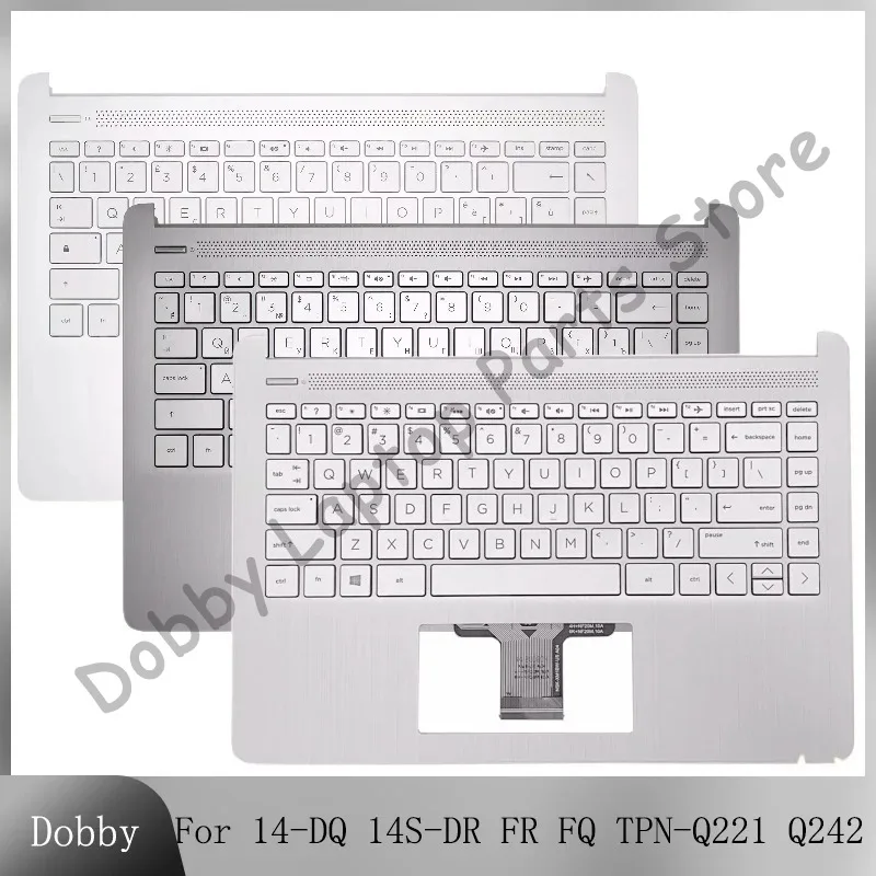 

New Replace Keyboard For HP 14-DQ 14S-DR 14S-FR 14S-FQ TPN-Q221 TPN-Q242 Laptop Palmrest Upper Top Case With Keyboard Cover