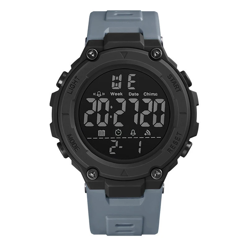Sporty Digital Watch - Plastic Case & Band Electronic Movement with Alarm Night Light Lightweight Design Not Waterproof