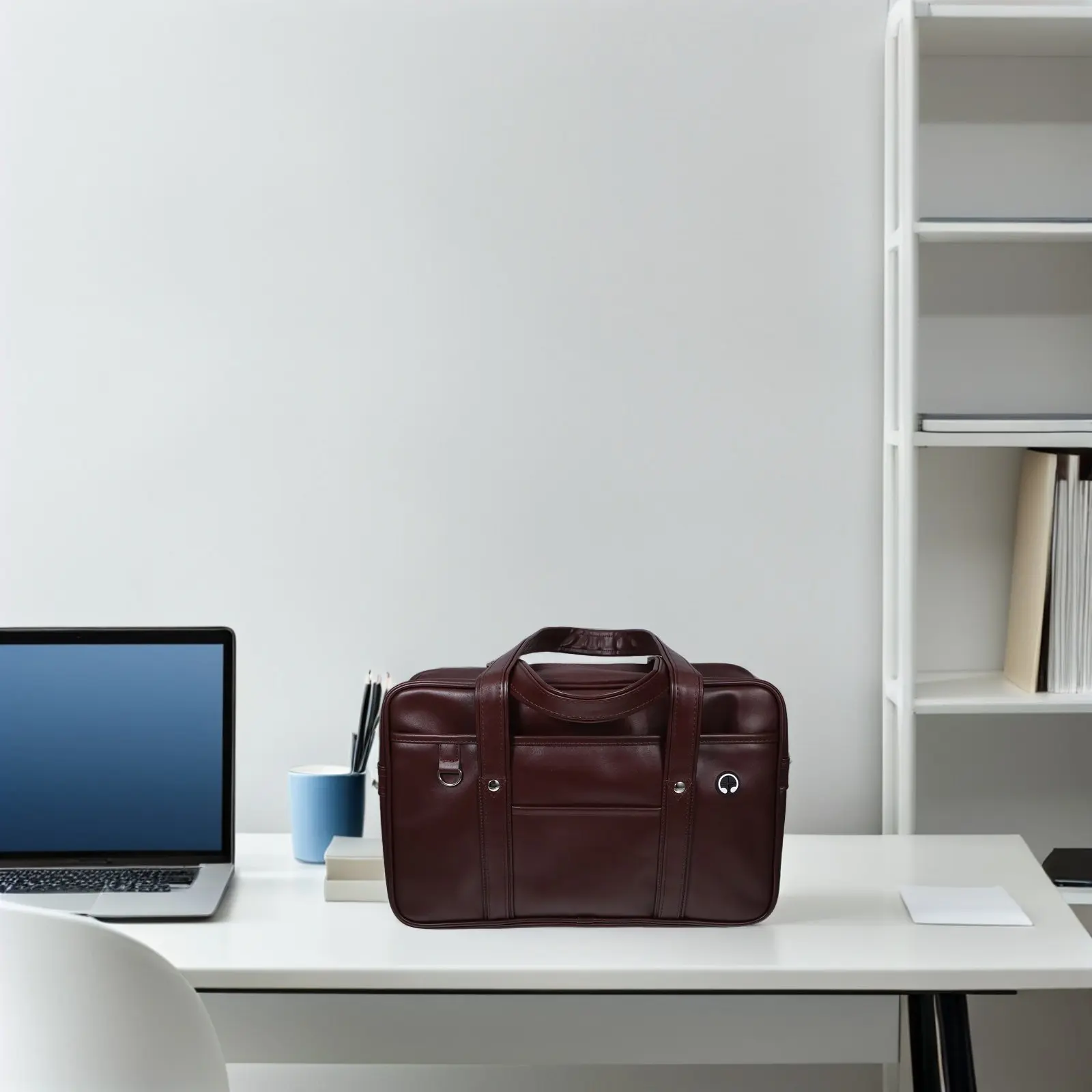 PU Material Waterproof Laptop Shoulder Bag Style for Men Women Office School Commute Travel Work Essentials