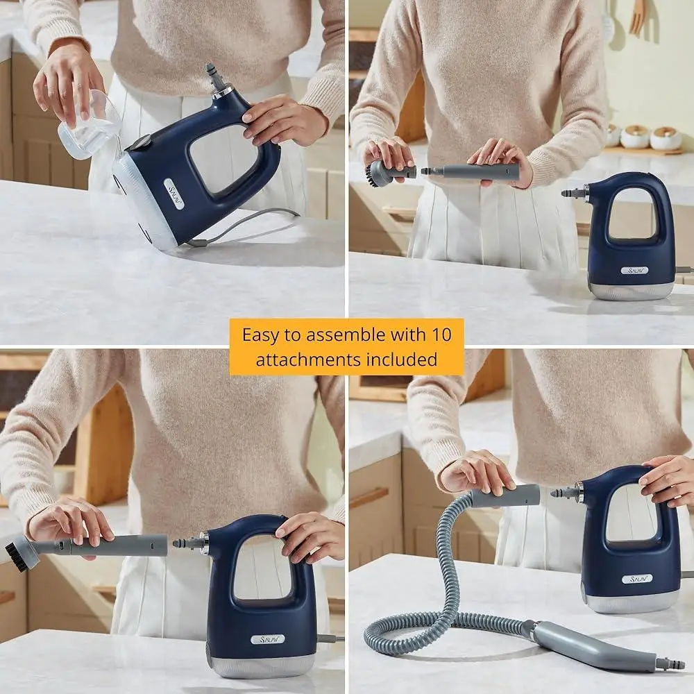 منظف بخار محمول متعدد الأسطح، 11 ملحقًا، مدمجًا، خفيف الوزن، سهل الإعادة الملء، جهاز بخار مضغوط، نظام قفل سريع #4