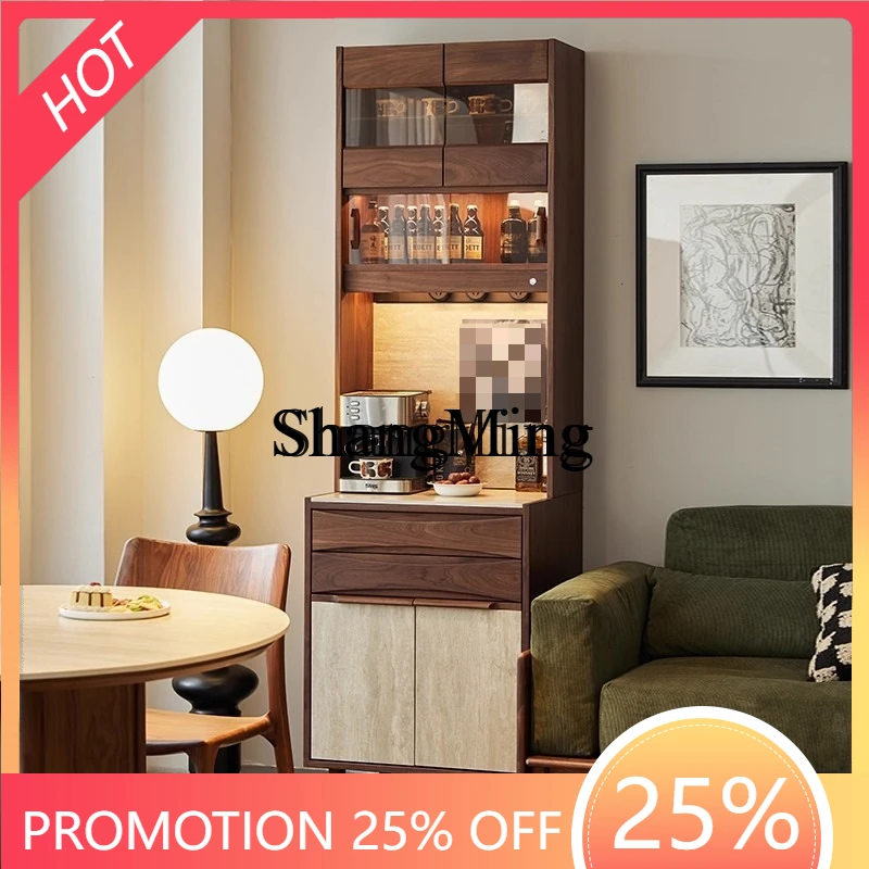 FG good-looking  solid wood household living room rock slab cave stone narrow side cabinet simple storage high cabinet