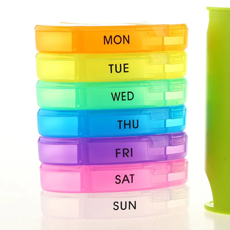 28 Grids 7 Days Oval Large Storage Pill Box Colorful Portable Pill Case Organizer Letter Print Medicine Box Pill Container