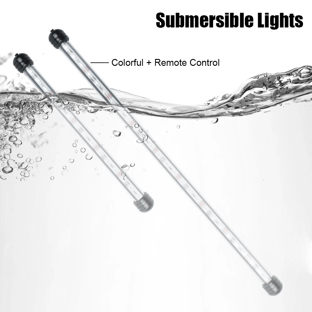 5050 RGB LED Waterproof 28cm 48cm Aquarium Submersible Lamp EU Plug Decorative Lighting Remote Control Fish Tank Light Bar