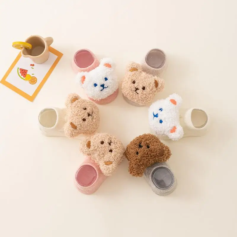 Little Bear Doll Anti slip Floor Socks Baby Cute Home Floor Socks Versatile Leisure Boat Socks Baby Socks