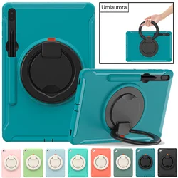 For Samsung Galaxy Tab S9 Ultra SM-X910 S6 S7 S8 FE Plus SM-X810 SM-X610 Case Kids 360 Rotation Hand Ring Stand Shockproof Cover