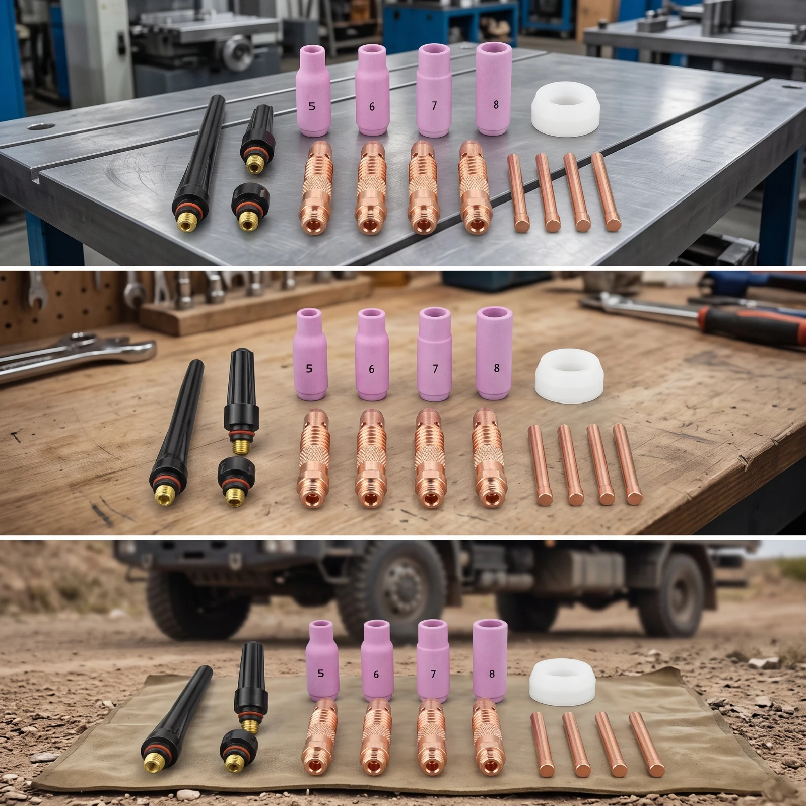 TIG Torch Kit with Ceramic Cups Complete Torch Parts Kit with Gasket for WP 17 WP 18 WP 26 Workshop Use