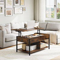 Coffee Table Height Adjustable Table  50x90x45cm Wood Sofa Table with Lifting Plate Lift Top Side Table for Living Room