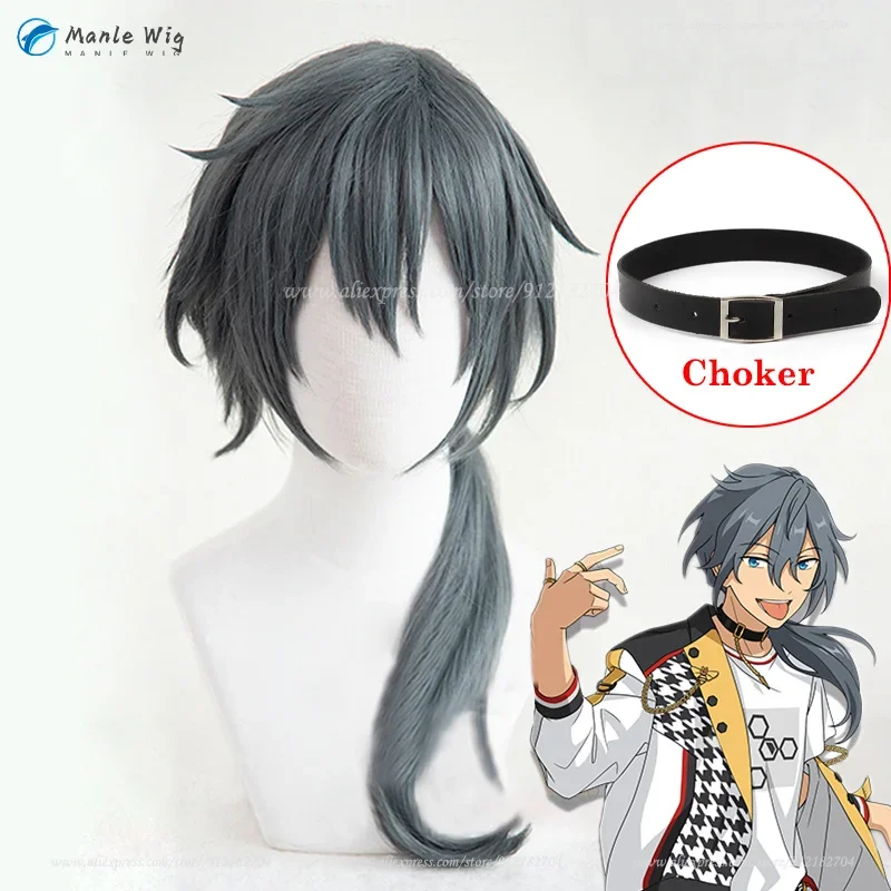  ES Crazy:B Shiina Niki Cosplay Wig 60cm Dark Grey Shiina Niki Anime Wigs Heat Resistant Synthetic Hair + Wig Cap