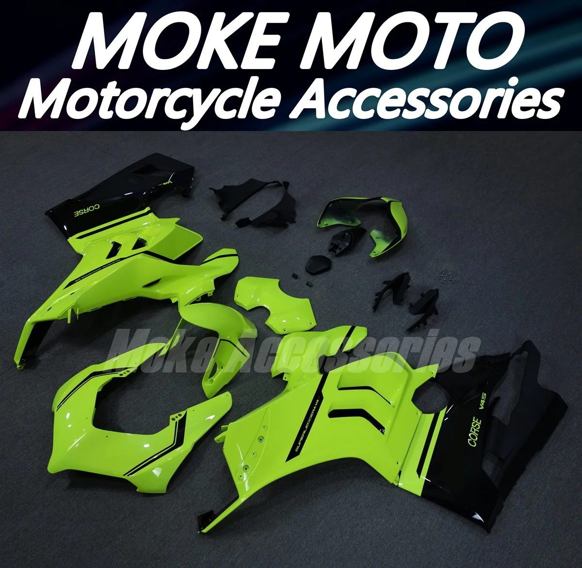 Moke moto Fairings Kit Fit For Panigale v4s v4r 2020 2021 Bodywork Set Abs High Quality Injection Neon Fluorescence Black New