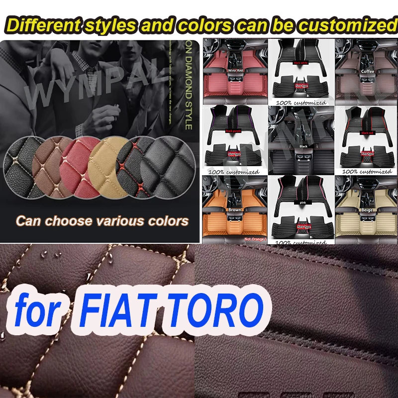 

LUXURY Customized Artificial Leather Car Floor Mat For FIAT TORO 2018 2019 2020 2021 2022