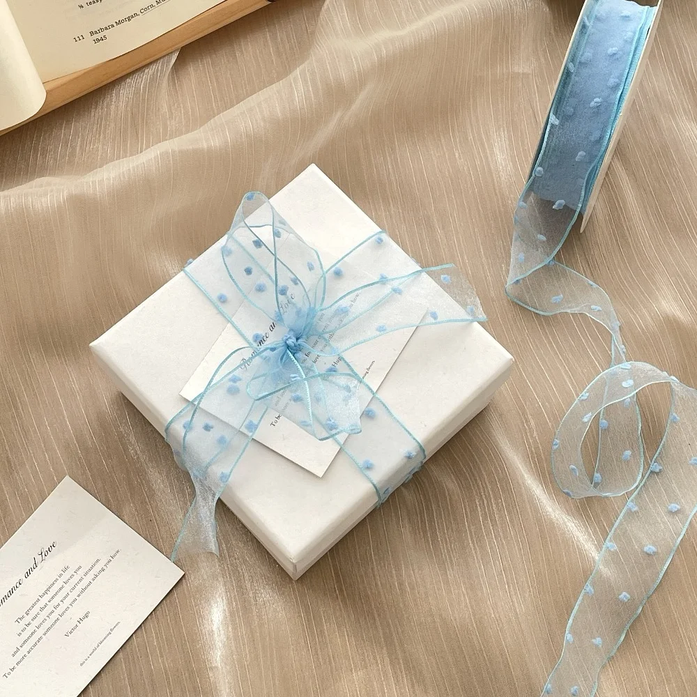 Transparent Organza Chiffon Ribbon With Dots, INS Style DIY Craft Material for Women Sneaker Shoelace Bow Gift Bouquet Wrapping