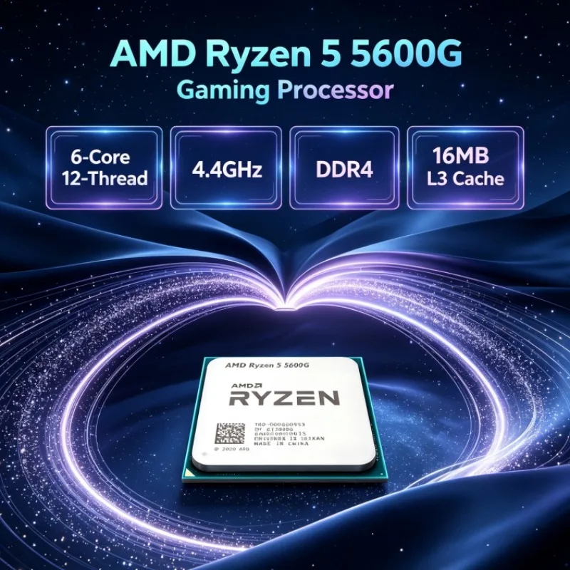 AMD Ryzen 5 5600G R5 6-Core 12-Thread L3=16M 3.9GHz Up to 4.4 GHz 7nm 65W Socket AM4 DDR4 PCIe 3.0 Desktop CPU for Office Gaming