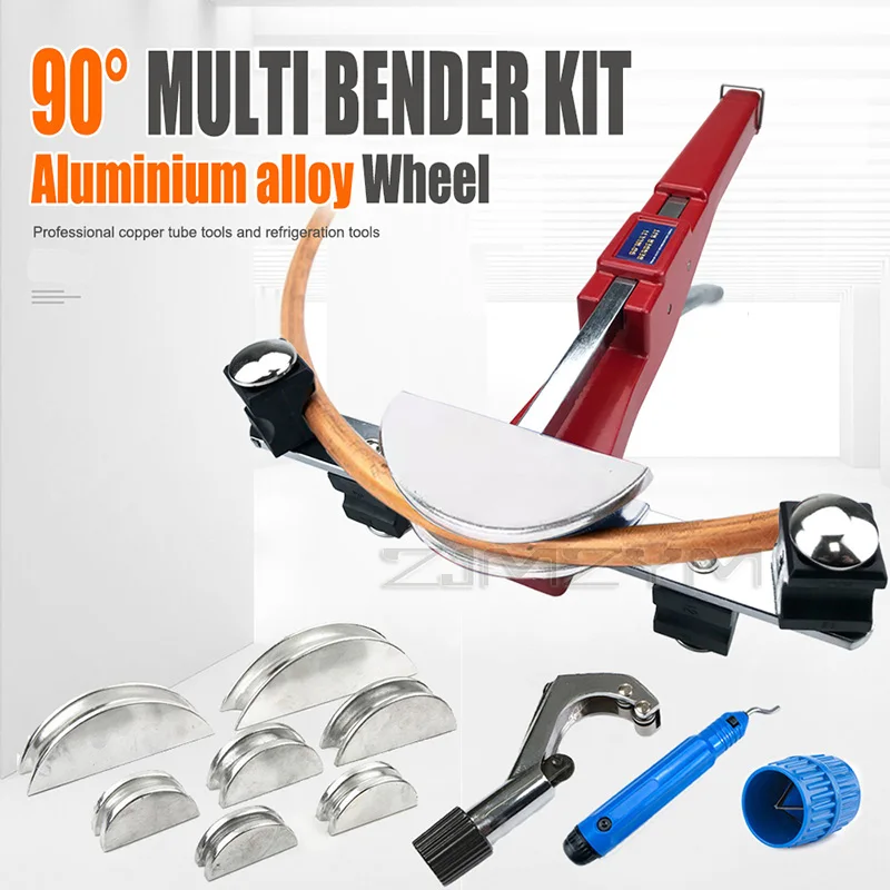 1 Set Manual Combined Pipe Bender 6-22mm Silver Aluminum Disc Labor-Saving Ratchet Propeller for Plumbing And HVAC