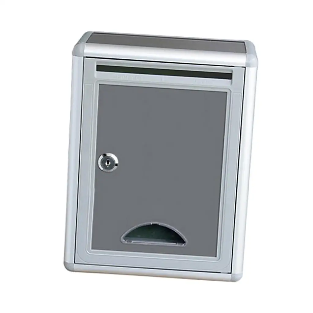 Outdoor Iron Locking Mailbox Aluminum Letter Holder Secure Post Box Wall Mounted for Apartment Home Entryway