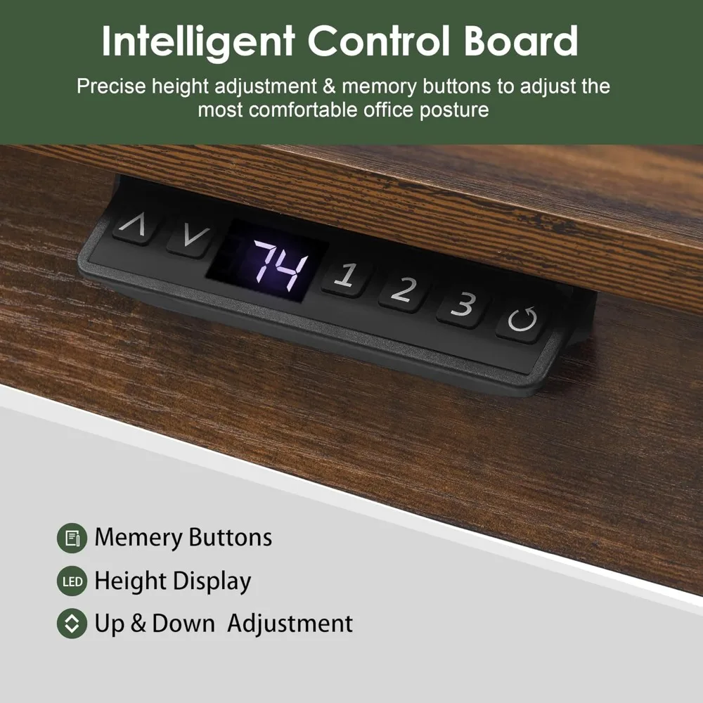 مكتب كهربائي بارتفاع قابل للتعديل، 48 × 24 مع درج شحن وتخزين لاسلكي، سطح من الخشب الصلب #5