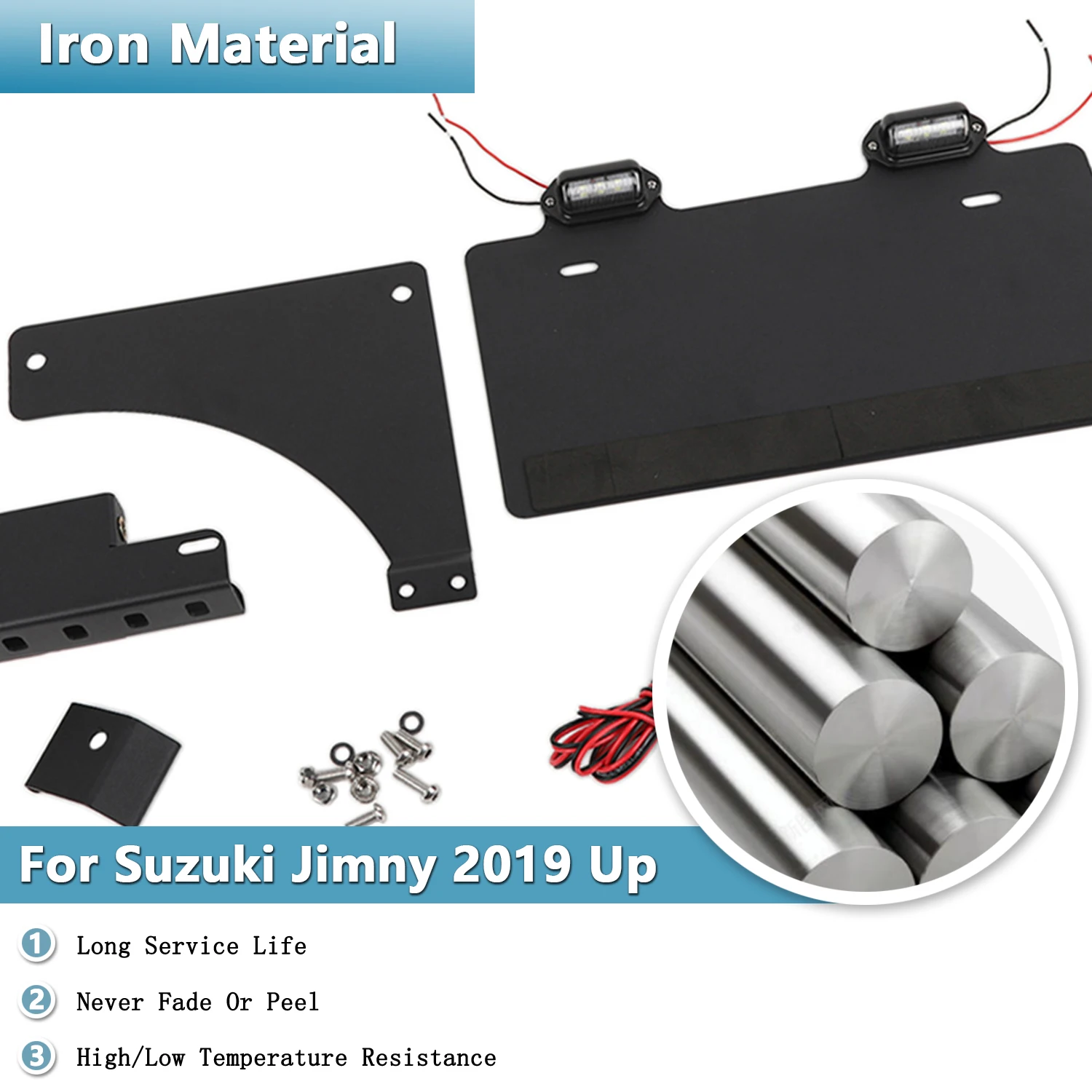 Rear Door License Plate Frame Bracket Mount Tailgate Plate Holder for Suzuki Jimny 2019-2024 JB64 JB74 Car Exterior Accessories